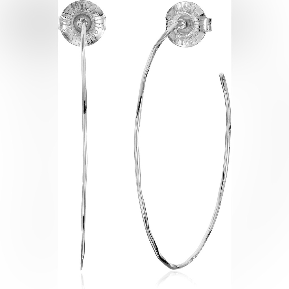 NWT Robert Lee Morris Soho Large Silver Hammered Wire Hoop Earrings
